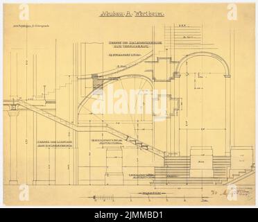 Messel Alfred (1853-1909), Wertheim, Leipziger Straße, Berlino. 1st fase di costruzione (20 luglio 1897), scala: Vista, taglio, 1:25, Inchiostro su trasparente, tu UB Plan collection inv. N. 12607 Foto Stock