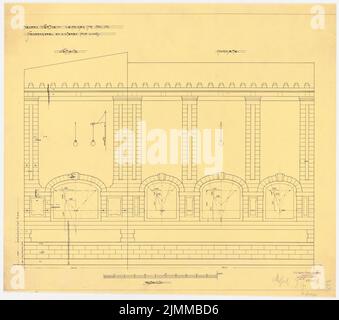 Messel Alfred (1853-1909), Wertheim, Leipziger Straße, Berlino. 1st fase di costruzione (1897), Gable adiacente, 1:50, inchiostro su trasparente, tu UB Plan collection inv. N. 12605 Foto Stock