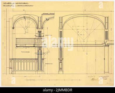 Messel Alfred (1853-1909), Wertheim, Leipziger Straße, Berlino. 1st fase di costruzione (15 luglio 1897), sala moquette: Volta, inchiostro acquerello su trasparente, tu UB Plan collection inv. N. 12614 Foto Stock