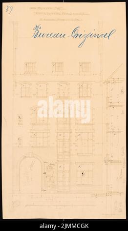 Messel Alfred (1853-1909), edificio residenziale e commerciale, Berlino (1893), 1st retro casa: Vista posteriore, matita, matita colorata, inchiostro colorato su una pausa sulla carta, tu UB Plan collection inv. N. 12867 Foto Stock