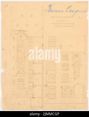 Messel Alfred (1853-1909), edificio residenziale e commerciale, Berlino (1893), vista sul cortile, inchiostro, matita, Matita colorata, inchiostro colorato su carta, tu UB Plan collection inv. N. 12865 Foto Stock