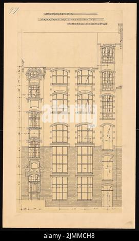 Messel Alfred (1853-1909), edificio residenziale e commerciale, Berlino (1893), 2nd retro casa: Vista posteriore, inchiostro, matita su carta, tu UB Plan collection inv. N. 12869 Foto Stock