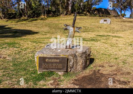 The Excalibur in a Rock at the Standing Stones, Glen Innes Foto Stock