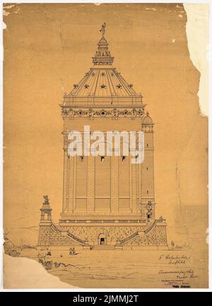 Halmhuber Gustav (1862-1936), Water Tower, Mannheim (1885): Vista. Inchiostro su trasparente, 70,9 x 51,4 cm (inclusi i bordi di scansione) Foto Stock