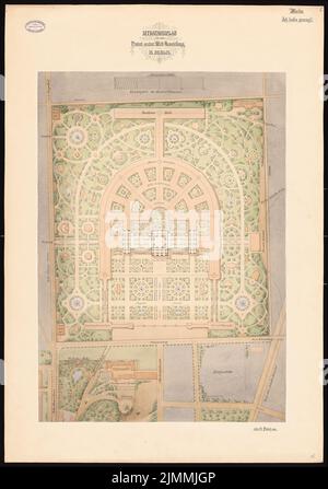 Poetsch otto (1848-1915), World Exhibition Palace, Berlino. Concorso Schinkel 1881 (1880): Pianta del sito 1: 2000. Acquerello Tusche sulla scatola, 105,3 x 74 cm (inclusi i bordi di scansione) Foto Stock