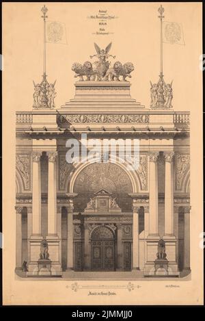 Poetsch otto (1848-1915), World Exhibition Palace, Berlino. Schinkel concorso 1881 (1880): Vista portale della costruzione centrale 1:50. Inchiostro acquerello e bianco sul cartone, 103,5 x 69,1 cm (inclusi i bordi di scansione) Foto Stock