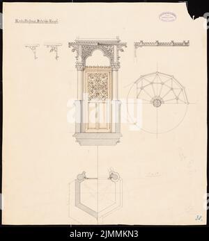 Schmidt Friedrich von (1825-1891), Maria Church vom sieges in the five-house, Vienna (1872): Dettagli del pulpito. Inchiostro, matita su cartone, 59,5 x 54,6 cm (inclusi i bordi di scansione) Foto Stock