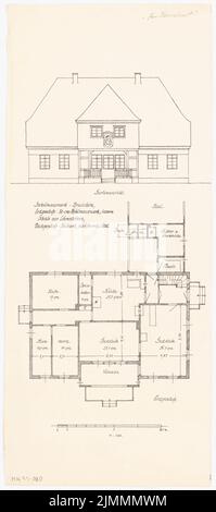 Architetto sconosciuto, economia di villaggio. Concorso mensile Settembre 1920 (09,1920): Pianta piano terra, giardino di tort vista 1: 100; Scala bar. Inchiostro su cartone, 51,4 x 22,7 cm (inclusi i bordi di scansione) Foto Stock