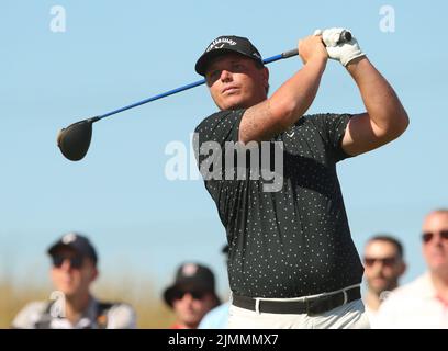 Callum Shinkwin in Inghilterra durante il quarto giorno del Cazoo Wales Open al Celtic Manor Resort di Newport, Galles. Data foto: Domenica 7 agosto 2022. Foto Stock