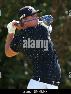 Callum Shinkwin in Inghilterra durante il quarto giorno del Cazoo Wales Open al Celtic Manor Resort di Newport, Galles. Data foto: Domenica 7 agosto 2022. Foto Stock