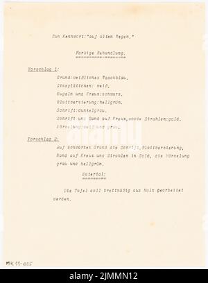 Architetto sconosciuto, una lapide caduta in una chiesa. Concorso mensile Gennaio 1921 (01,1921): Testo esplicativo. Carta selvaggia, 28,4 x 21,9 cm (inclusi i bordi di scansione) Foto Stock