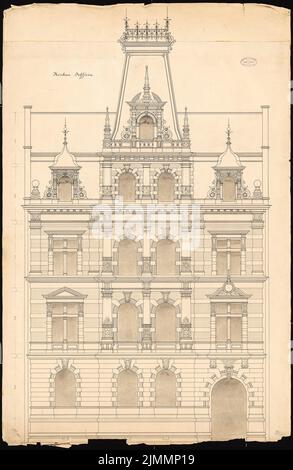 Baum Philipp (1849-1886), edificio residenziale di Dofflein, Magonza (19 gennaio 1884): Street view 1:25. Acquerello Tusche sulla scatola, 122,6 x 79,8 cm (inclusi i bordi di scansione) Foto Stock