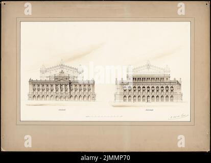 Neckelmann Skjold (1854-1903), opera a Stoccolma. Progetto i (1887): Vista frontale RISS, vista posteriore. Acquerello Tusche sulla scatola, 76 x 104,5 cm (inclusi i bordi di scansione) Foto Stock