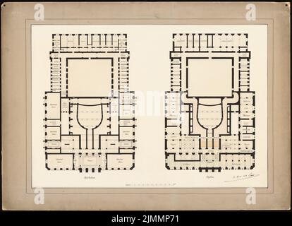 Neckelmann Skjold (1854-1903), opera a Stoccolma. Progetto i (1887): Grundriss Keller, seminterrato. Acquerello Tusche sulla scatola, 76 x 104,8 cm (inclusi i bordi di scansione) Foto Stock