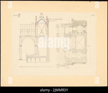 Orth August (1828-1901), Dom St. Petri a Brema. Restauro delle torri (1887): Pianta, media parziale 1: 100. Inchiostro colorato su carta, 70,3 x 87,4 cm (inclusi i bordi di scansione) Foto Stock