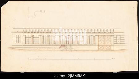 Orth August (1828-1901), edificio residenziale di Wilhelmstraße (Villa Strousberg), Berlino. Conversione (1876): Balaustra come diploma di corte. Inchiostro, acquerello a matita sulla scatola, 28,9 x 54,7 cm (inclusi i bordi di scansione) Foto Stock