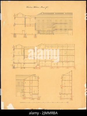 Orth August (1828-1901), edificio residenziale di Wilhelmstraße (Villa Strousberg), Berlino (1867): 4 tagli. Acquerello Tusche su trasparente, 65,4 x 51,6 cm (inclusi i bordi di scansione) Foto Stock