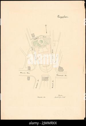 Neckelmann Skjold (1854-1903), Casa di Stato della Provincia di Westfalia in Münster (1897): Dipartimento 1: 500. Inchiostro, colore inchiostro, acquerello su cartone, 94,5 x 67,8 cm (inclusi i bordi di scansione) Foto Stock