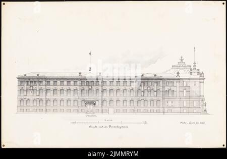 Neckelmann Skjold (1854-1903), Casa di Stato della Provincia di Westfalia in Münster (1897): Vista laterale 1: 100. Acquerello Tusche sulla scatola, 64,7 x 98,7 cm (inclusi i bordi di scansione) Foto Stock