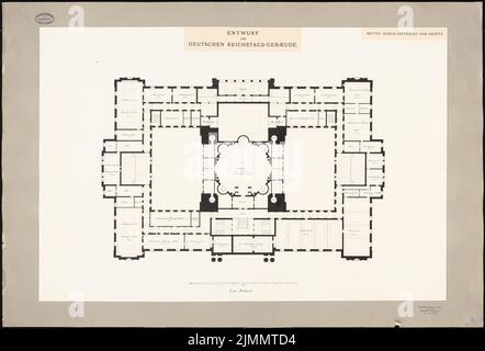 Begas Reinhold (1831-1911), Reichstag, Berlino (senza data): Piano 1st piano 1: 200. Inchiostro su cartone, 77,8 x 114,7 cm (inclusi i bordi di scansione) Foto Stock