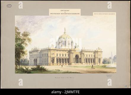 Begas Reinhold (1831-1911), Reichstag, Berlino (senza data): Vista prospettica dall'Alsenplatz. Inchiostro, matita, acquarello su carta, 77,4 x 114,2 cm (inclusi i bordi di scansione) Foto Stock