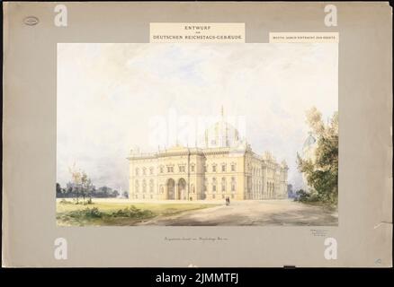 Begas Reinhold (1831-1911), Reichstag, Berlino (senza data): Vista prospettica dalla porta di Brandeburgo. Inchiostro, acquerello a matita sulla scatola, 78,1 x 114 cm (inclusi i bordi di scansione) Foto Stock