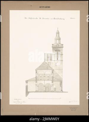 Dihm Ludwig (1849-1928), Stiftskirche St. Servatius, Quedlinburg (1874): Sezione trasversale. Acquerello Tusche sulla scatola, 76,8 x 58,8 cm (inclusi i bordi di scansione) Foto Stock