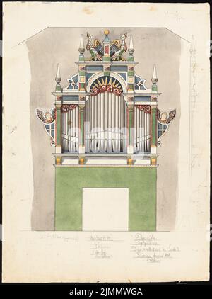 DIMM Ludwig (1849-1928), chiesa, Demnitz/Mark. Conversione (01/10/1906): Opuscolo organo. Acquerello Tusche su carta, 69,9 x 52,2 cm (inclusi i bordi di scansione) Foto Stock