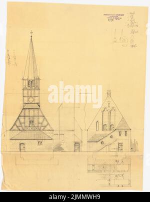 DIMM Ludwig (1849-1928), chiesa, Demnitz/Mark. Riconversione (1909): Vista ovest e vista est del rinnovo. Matita su trasparente, 48,8 x 38,2 cm (inclusi i bordi di scansione) Foto Stock