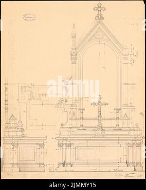 Kühn Bernhard (1838-1917), Immanuelkirche a Berlino (24 luglio 1993): Vista dell'altare 1: 100. Inchiostro, matita su cartone, 61 x 49,7 cm (inclusi i bordi di scansione) Foto Stock