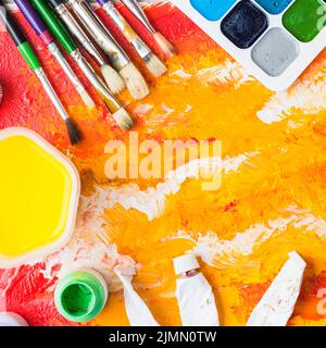 Pennelli pigmenti pittura astratta Foto Stock