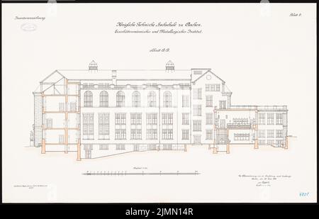 Thür Georg (1846-1924), capanna di ferro e istituto metallurgico dell'Università tecnica di Aquisgrana (1906-1910): Media 1: 100. Litografia, 58,4 x 91 cm (inclusi i bordi di scansione) Foto Stock