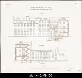 Thür Georg (1846-1924), capanna di ferro e istituto metallurgico dell'Università tecnica di Aquisgrana (1906-1910): Media 1: 100. Litografia, 80,7 x 90,5 cm (inclusi i bordi di scansione) Foto Stock