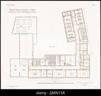 Thür Georg (1846-1924), capanna di ferro e Istituto metallurgico dell'Università tecnica di Aquisgrana (1906-1910): Piano 1: 100. Litografia, 81,3 x 90,9 cm (inclusi i bordi di scansione) Foto Stock