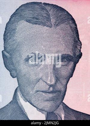 Nikola Tesla ritratto dal denaro Jugoslavo Foto Stock