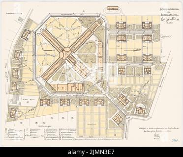 Architetto sconosciuto, prigione di Lüttringhausen (1906): Pianta del sito 1: 500. Litografia, 57 x 70,7 cm (inclusi i bordi di scansione) Foto Stock