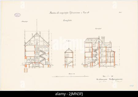 Architetto sconosciuto, seminario di insegnante evangelico a Lissa (1909): Sezioni trasversali 1: 100. Litografia, 66,5 x 100,5 cm (inclusi i bordi di scansione) Foto Stock