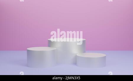 3D Podium per la visualizzazione dei prodotti ciano rosa Foto Stock