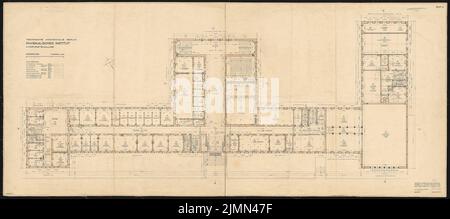 Weißgerber otto, Università tecnica di Berlino-Charlottenburg. Istituto di fisica (10.12.1935): Grundriss EG 1: 100. Inchiostro colorato, matita su litografia acquerello su carta, 79,6 x 180,5 cm (inclusi i bordi di scansione) Foto Stock