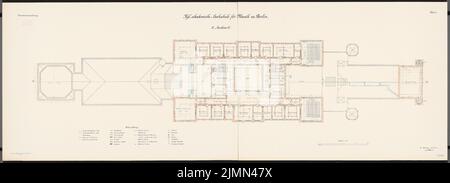 Kayser & von Großheim, università per le arti visive e per la musica, Berlino-Charlottenburg: Università della Musica: Grundriss 2nd piano 1: 100. Litografia colorata su cartone, 69,7 x 192,8 cm (compreso il bordo di scansione). Foto Stock