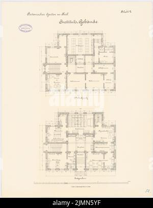 Gropius & Schmieden, Istituto Botanico della Christian Albrechts University Kiel (1884-1885): Grundriss EG, 1st piano, 1: 100. Litografia, 65,7 x 50,8 cm (inclusi i bordi di scansione) Foto Stock