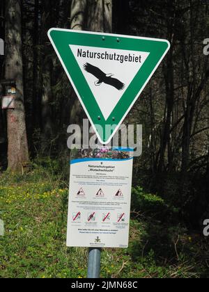 Cartello, Riserva Naturale, Gola di Wutach nella Foresta Nera Foto Stock