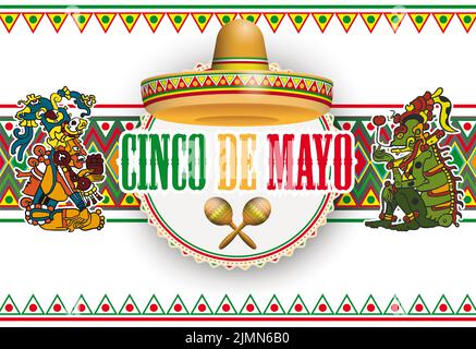 Decorazioni Cinco De Mayo emblema Sombrero White Header Foto Stock