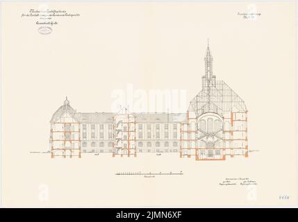 Sconosciuto architetto, distretto e tribunale distrettuale di Hannover (ca 1911): sezione 1: 150. Litografia, 67,4 x 96,3 cm (inclusi i bordi di scansione) Foto Stock