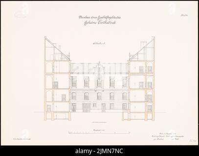 Vohl Carl, edificio commerciale del segreto Civilkabinet, Berlino (1900): Media 1: 100. Litografia, 50,6 x 68,7 cm (inclusi i bordi di scansione) Foto Stock