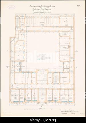 Vohl Carl, edificio commerciale del segreto Civilkabinet, Berlino (1900): Piano terra piano 1: 100. Litografia, 68,6 x 50,5 cm (inclusi i bordi di scansione) Foto Stock