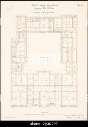 Vohl Carl, edificio commerciale del Civilkabinet segreto, Berlino (1900): Piano base piano 1: 100. Litografia, 68,9 x 50,4 cm (inclusi i bordi di scansione) Foto Stock