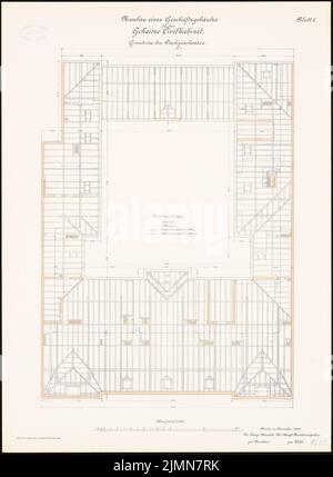 Vohl Carl, edificio commerciale del segreto Civilkabinet, Berlino (1900): Piano attico (travi) 1: 100. Litografia, 68,8 x 50,4 cm (inclusi i bordi di scansione) Foto Stock