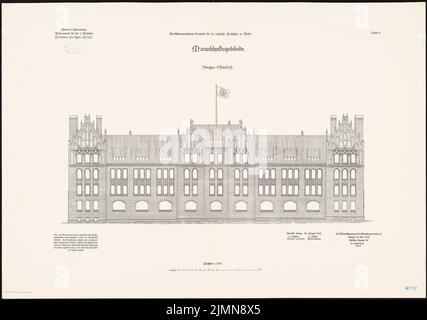 Gottlob, caserme del battaglione 1st del reggimento di fanteria n° 152 a Marienburg (1903-1906): Team building: Rissen Road View (Eastern view) 1: 100. Litografia, 70,8 x 100,8 cm (inclusi i bordi di scansione) Foto Stock