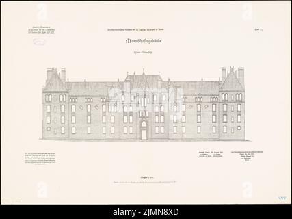 Gottlob, caserme del battaglione 1st del reggimento di fanteria n° 152 a Marienburg (1903-1906): Team building: RISS back view (West view) 1: 100. Litografia, 70,8 x 100,7 cm (inclusi i bordi di scansione) Foto Stock